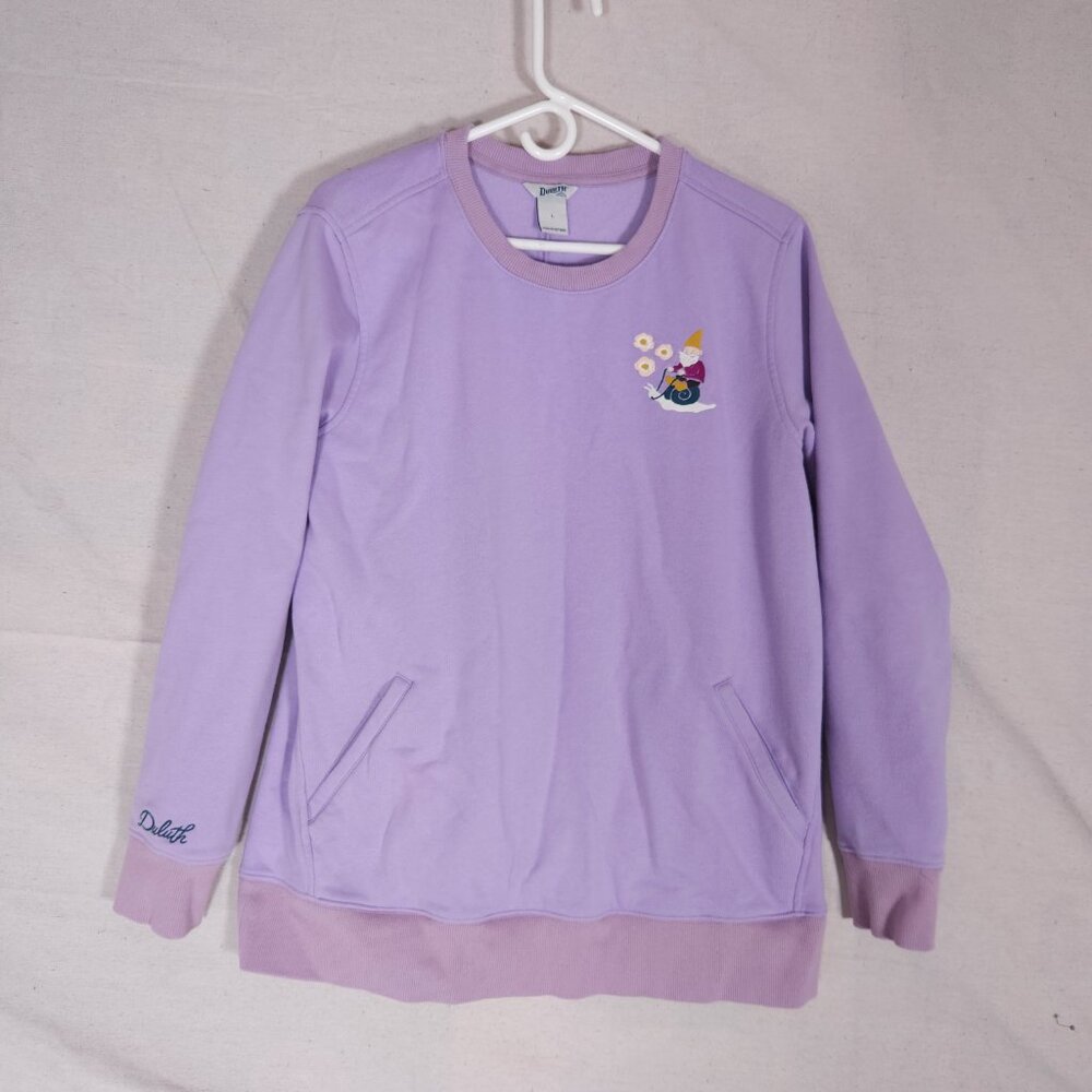 Duluth Trading Co Womens Garden Logo Sweatshirt Large Lilac Purple Cottagecore